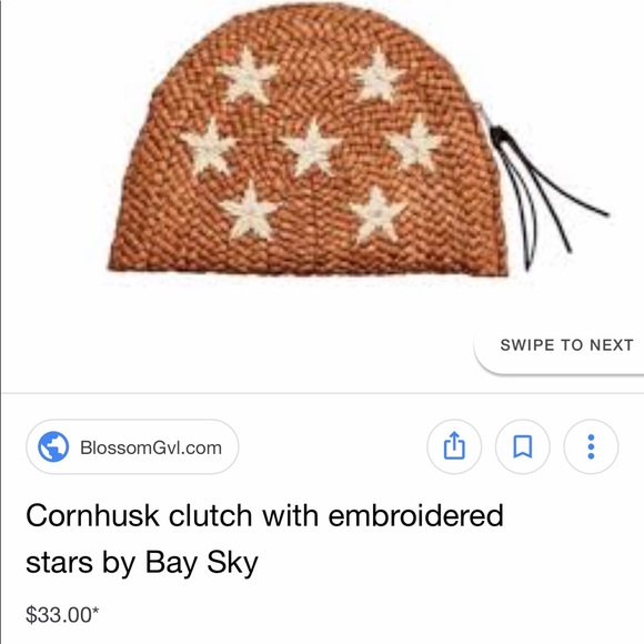 Handbags - Beachy Cornhusk Clutch Embroidered Stars